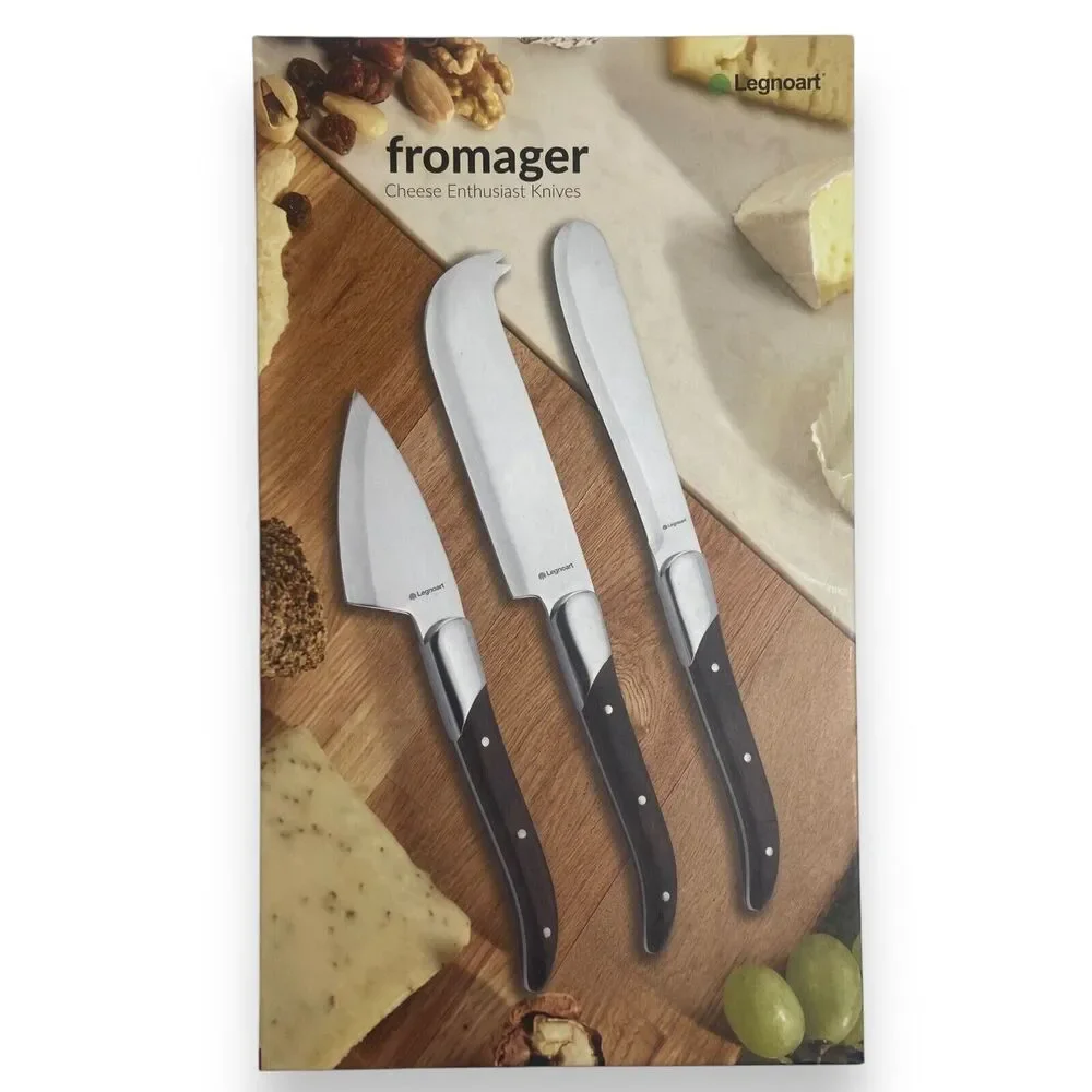 Legnoart Fromager Cheese Enthusiast Knives Set Of 3 Cheese Knives Wood Handles
